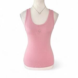 Express 2000s Y2K Baby pink tank top small floral embroidery on the chest size M